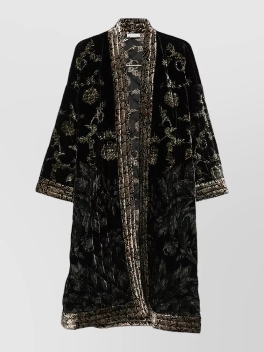 Pierre louise mascia Silk floral print quilted long coat