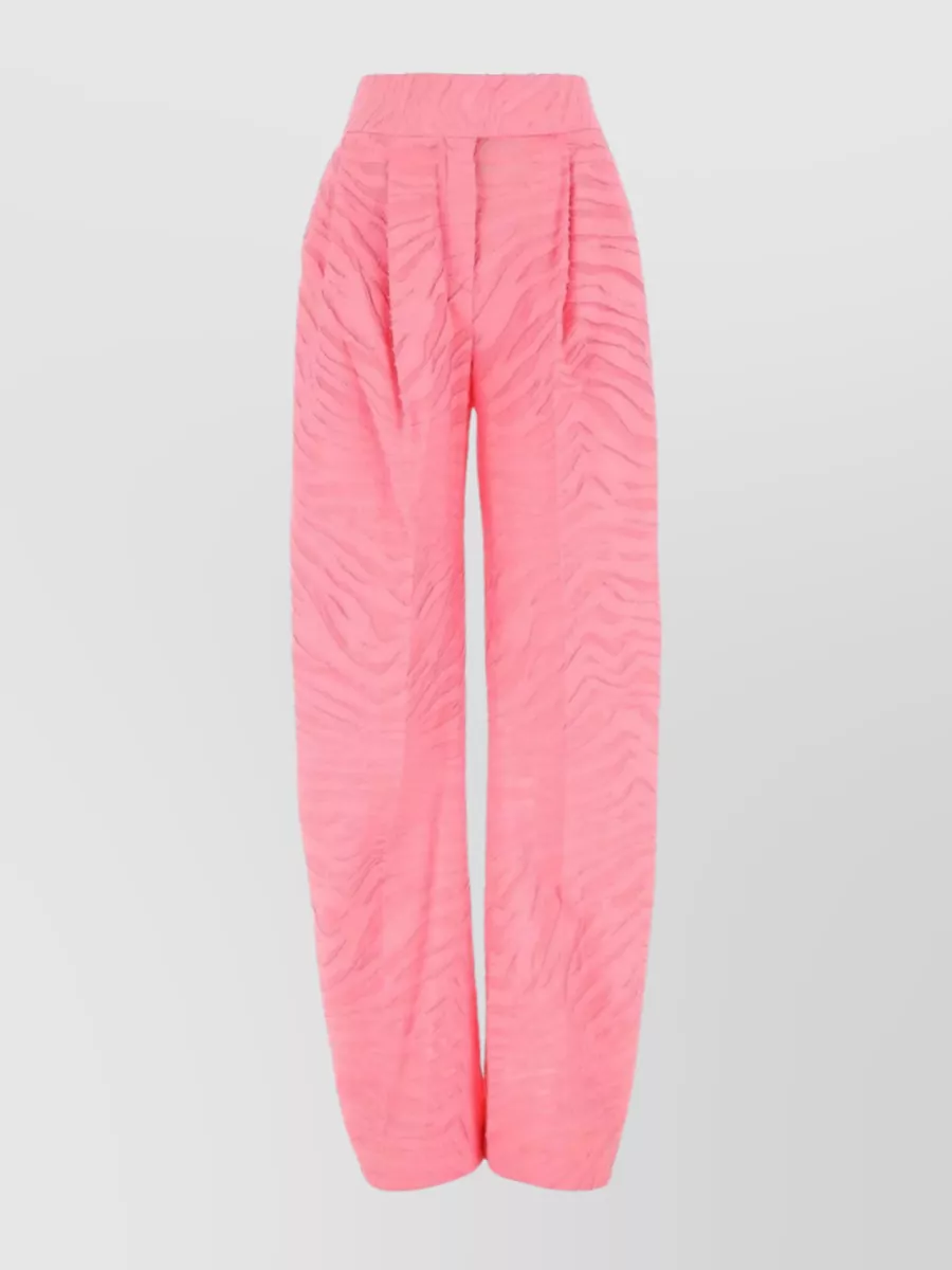 Shop Attico Wide-leg Cotton Blend Pant With Zebra Motif In Pink
