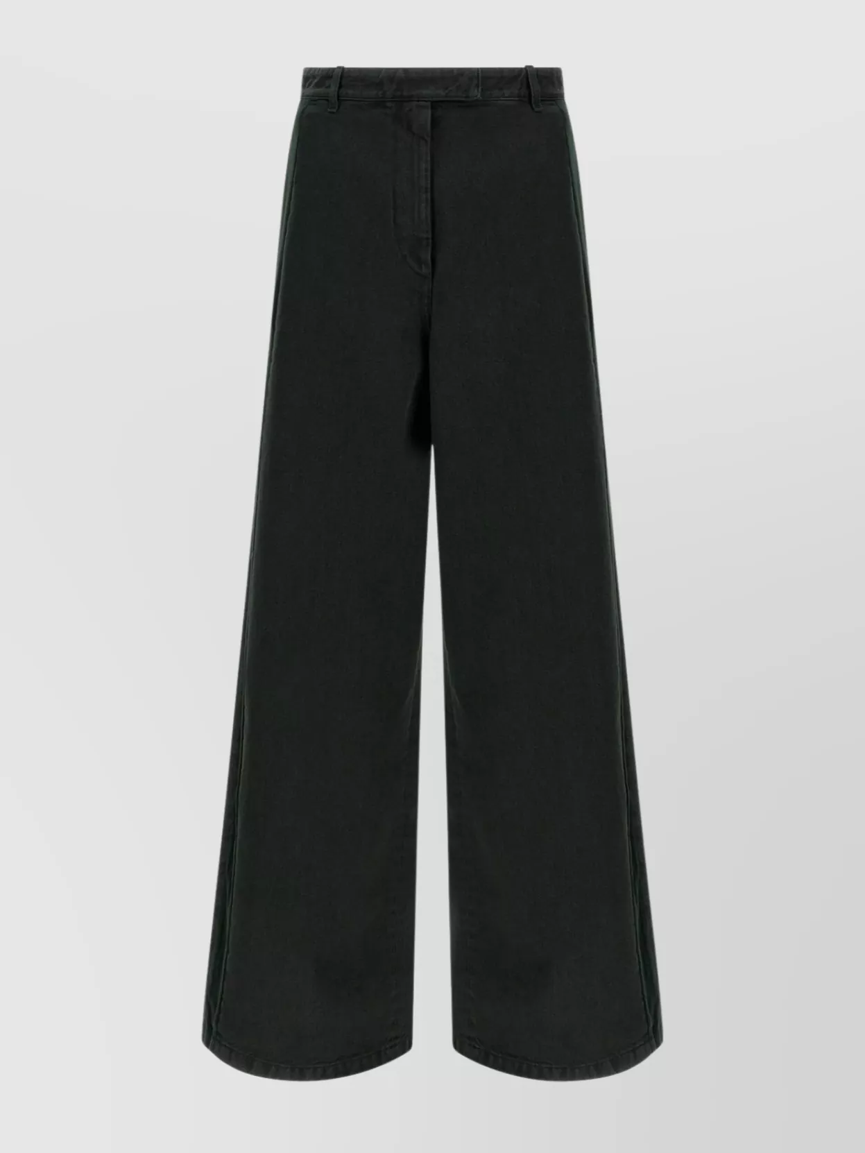 Dries Van Noten Wide Leg Jeans Featuring Velvet Insert And Pockets In Black