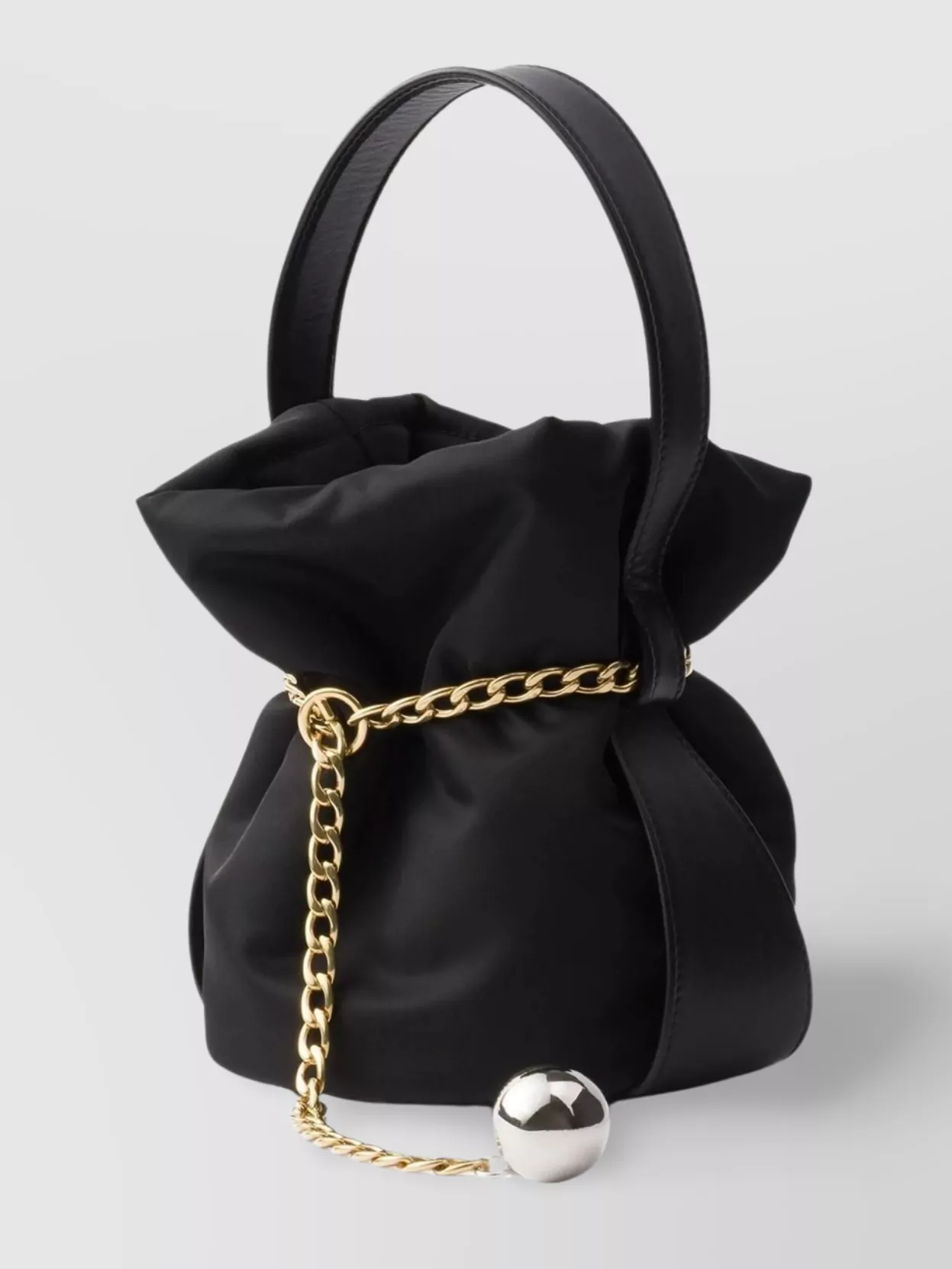 Prada Chain Handle Metal Ball Cross-body Bag In Black