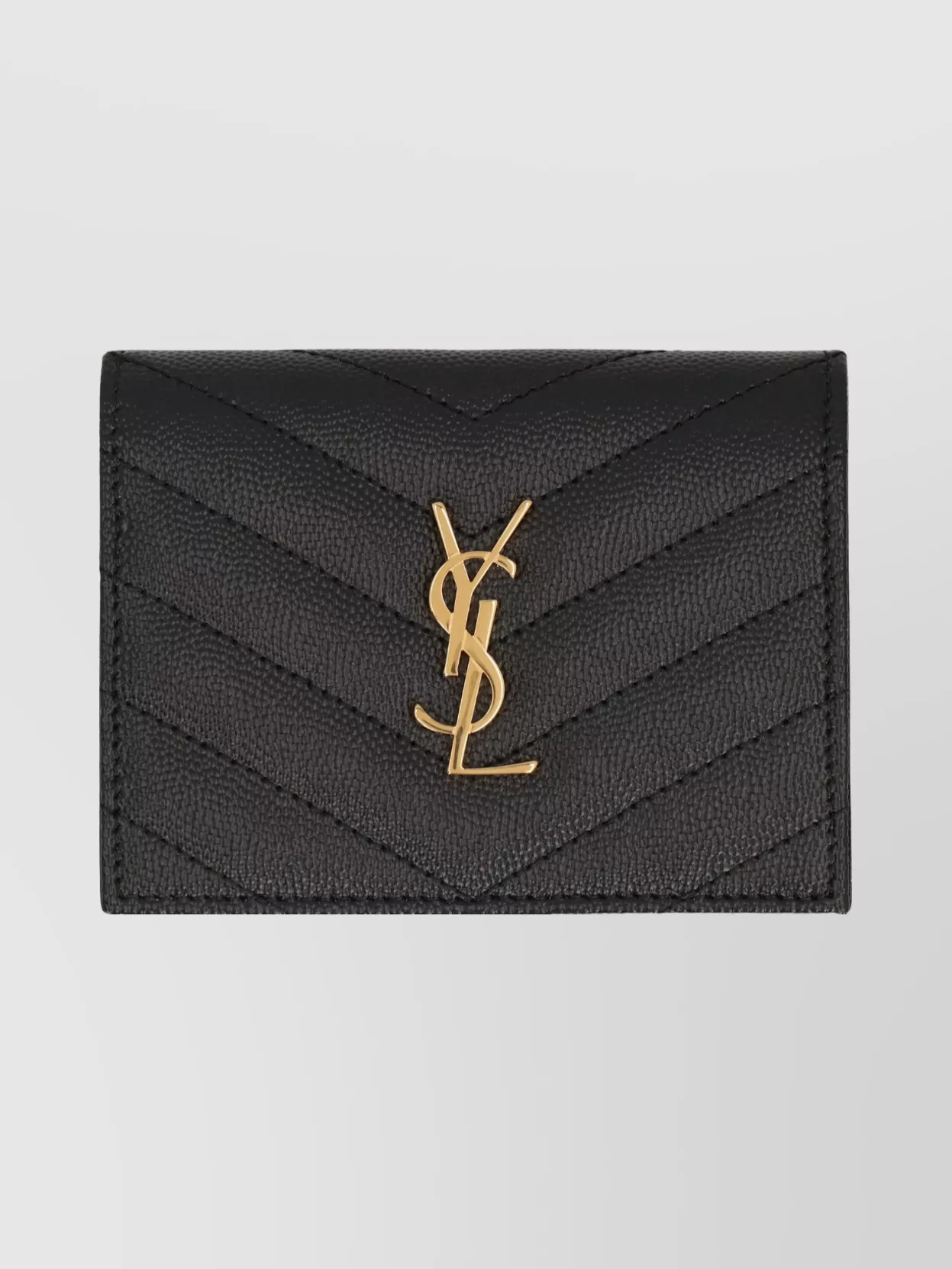 Saint Laurent Portacarte Cassandre In Leather In Black