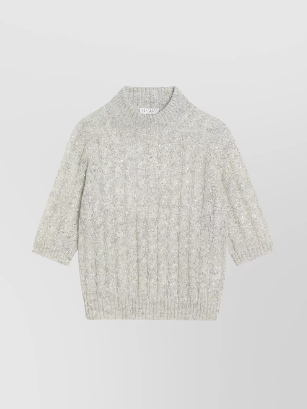Brunello Cucinelli Cable Knit Sweater Mohair Blend In Gray