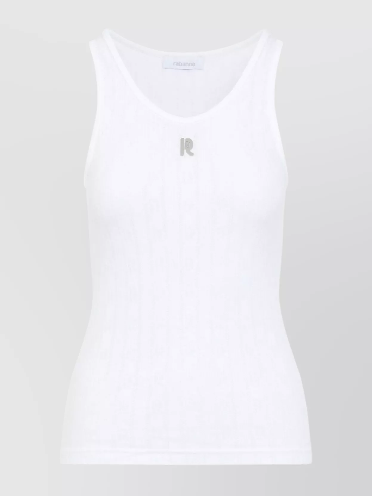 Shop Rabanne Ribbed Cotton Tank Top With Perforated R-logo