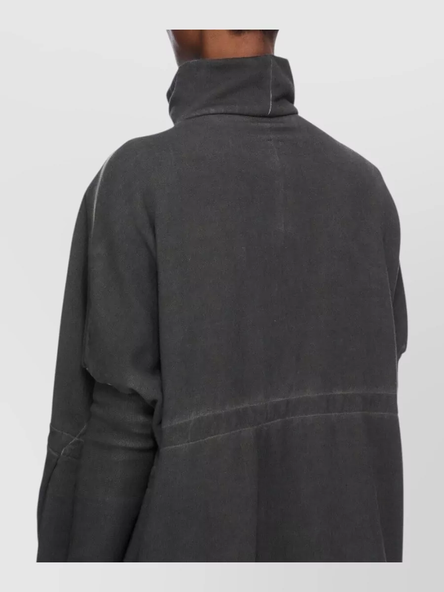 Rick Owens Drkshdw Asymmetric Zip Cotton Funnel Neck Fitted Jacket