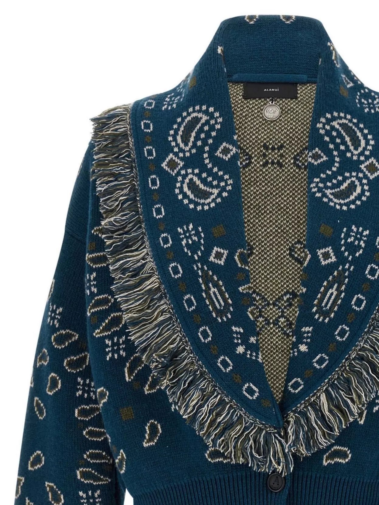 Alanui Thistle Fringe Patterned Bomber Knitwear