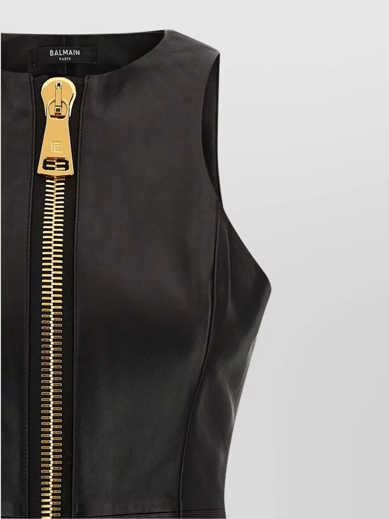 Balmain Long Leather Dress Zip Detail In Animal Print