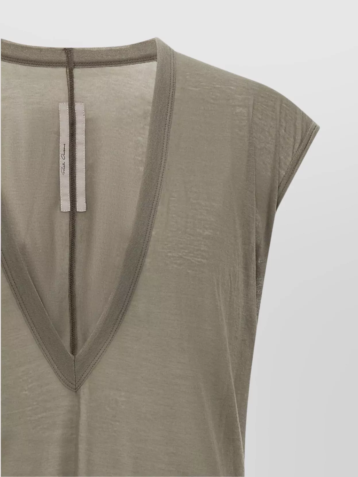 Rick Owens V-neck Cotton T-shirt In Gray