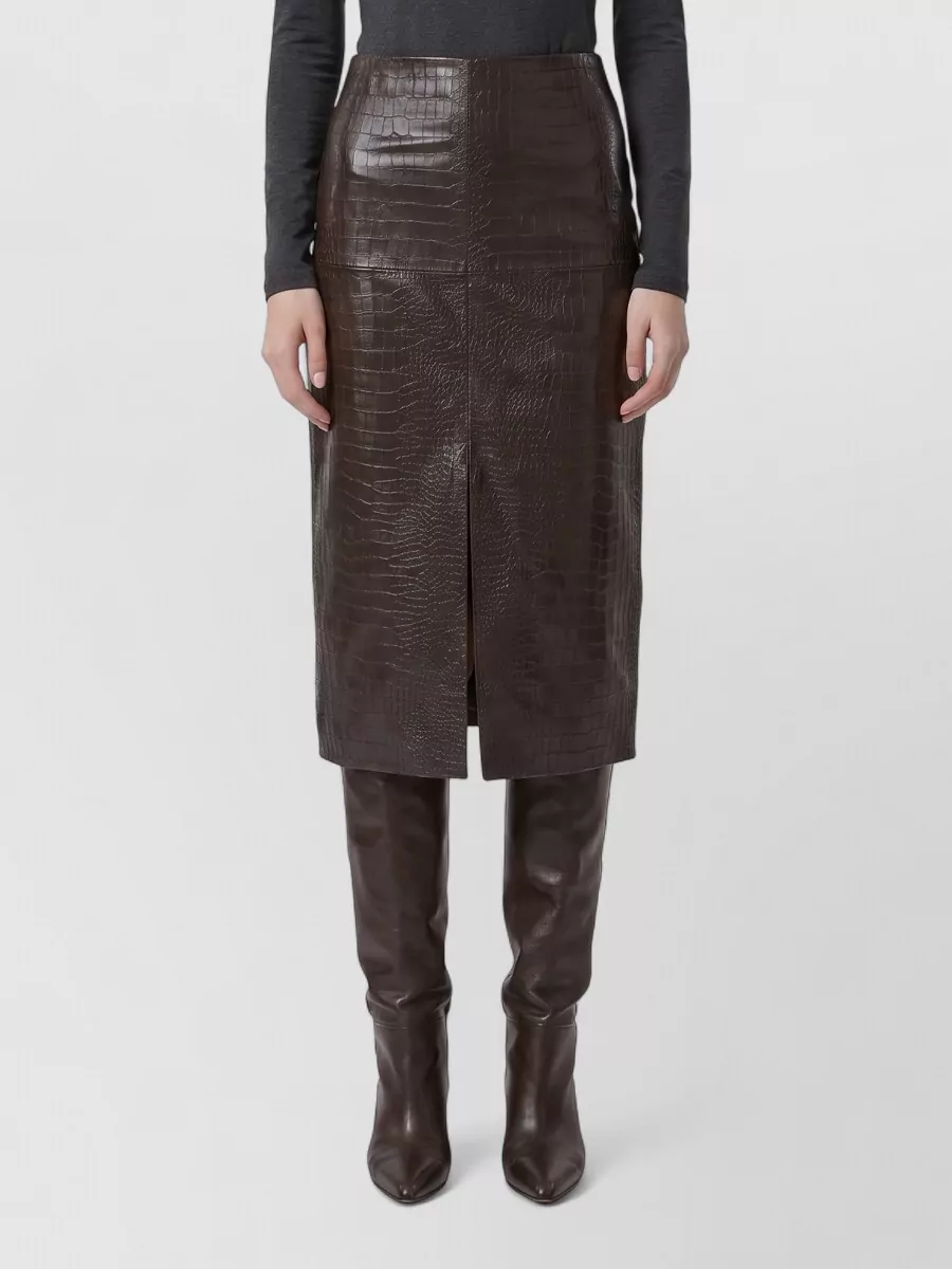 Federica Tosi crocodile-embossed leather midi pencil skirt