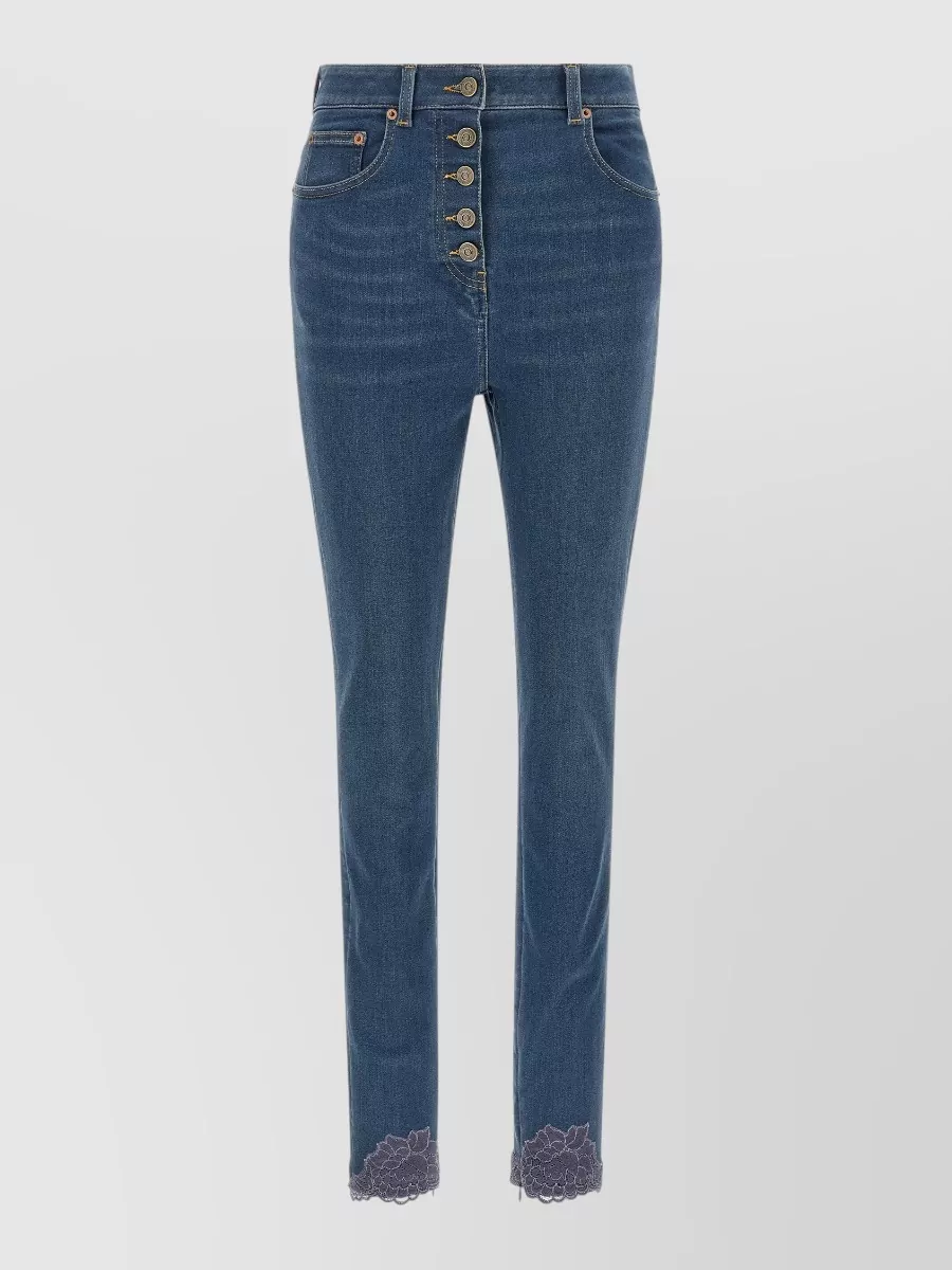 Valentino Garavani lace insert high-rise skinny jeans