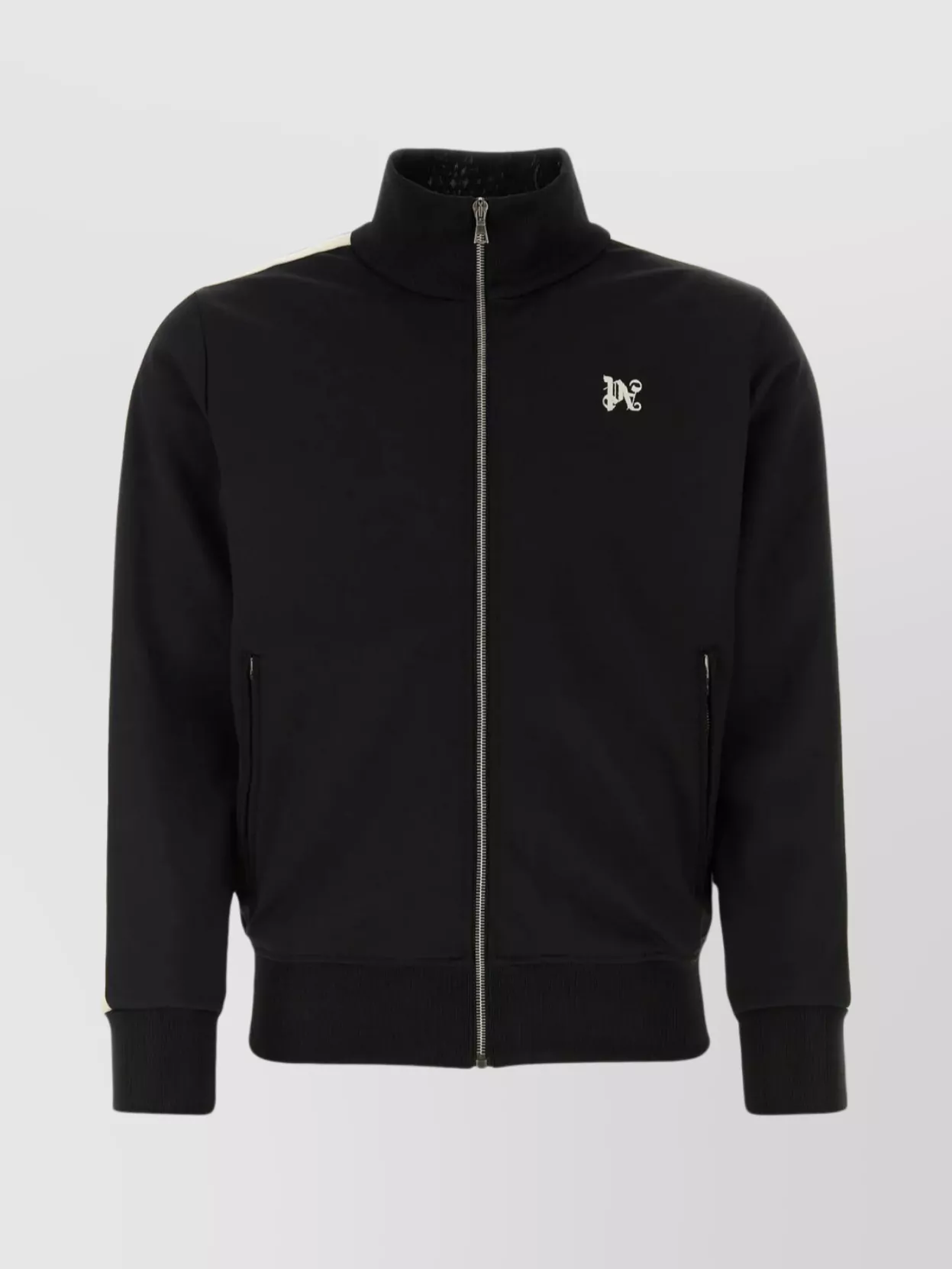 Shop Palm Angels Polyester Sweatshirt With Ribbed Cuffs And Funnel Neck