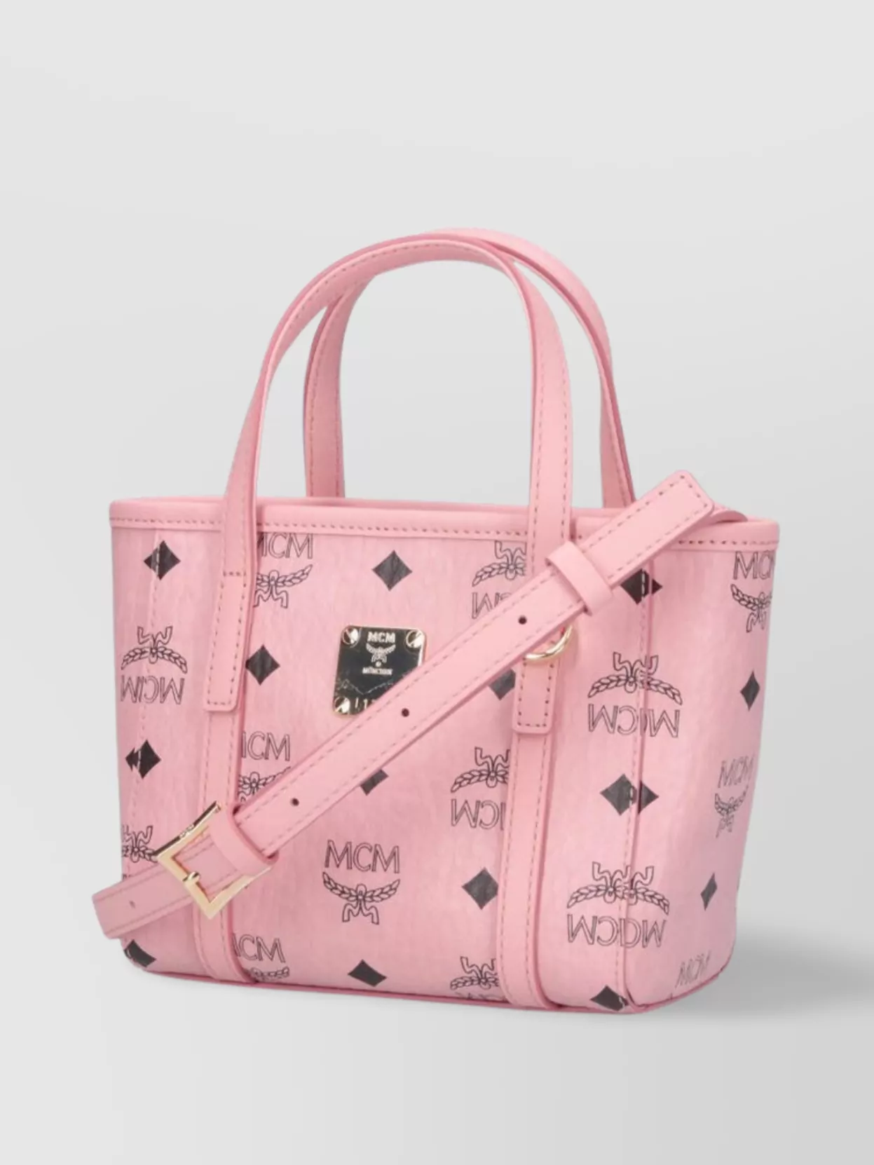 Mcm Structured Tote Bag With Top Handles And Detachable Strap