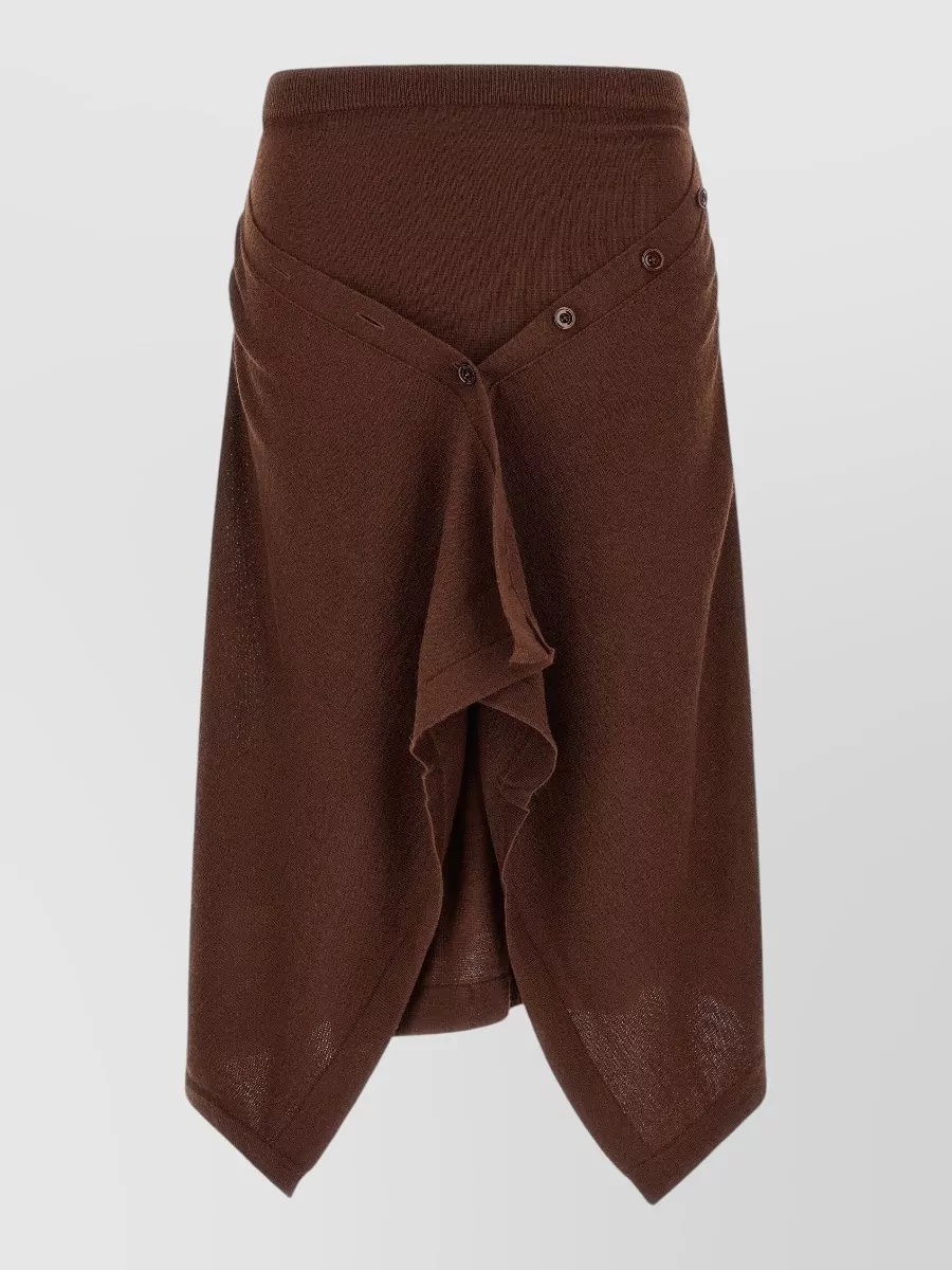 Lemaire wool asymmetric draped midi skirt