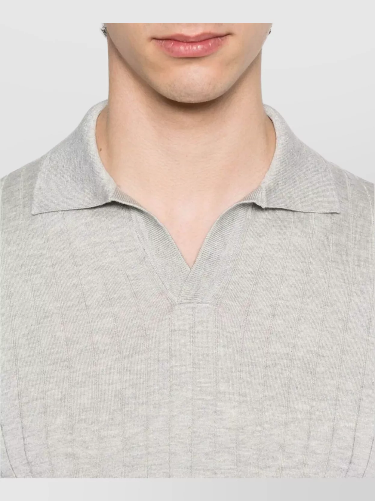 Tagliatore Lightweight Ribbed Polo Shirt With Split Neck