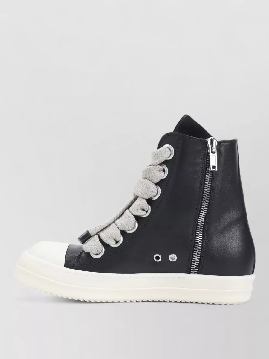 Rick Owens High Top Sneakers Metal Eyelets Rubber Sole