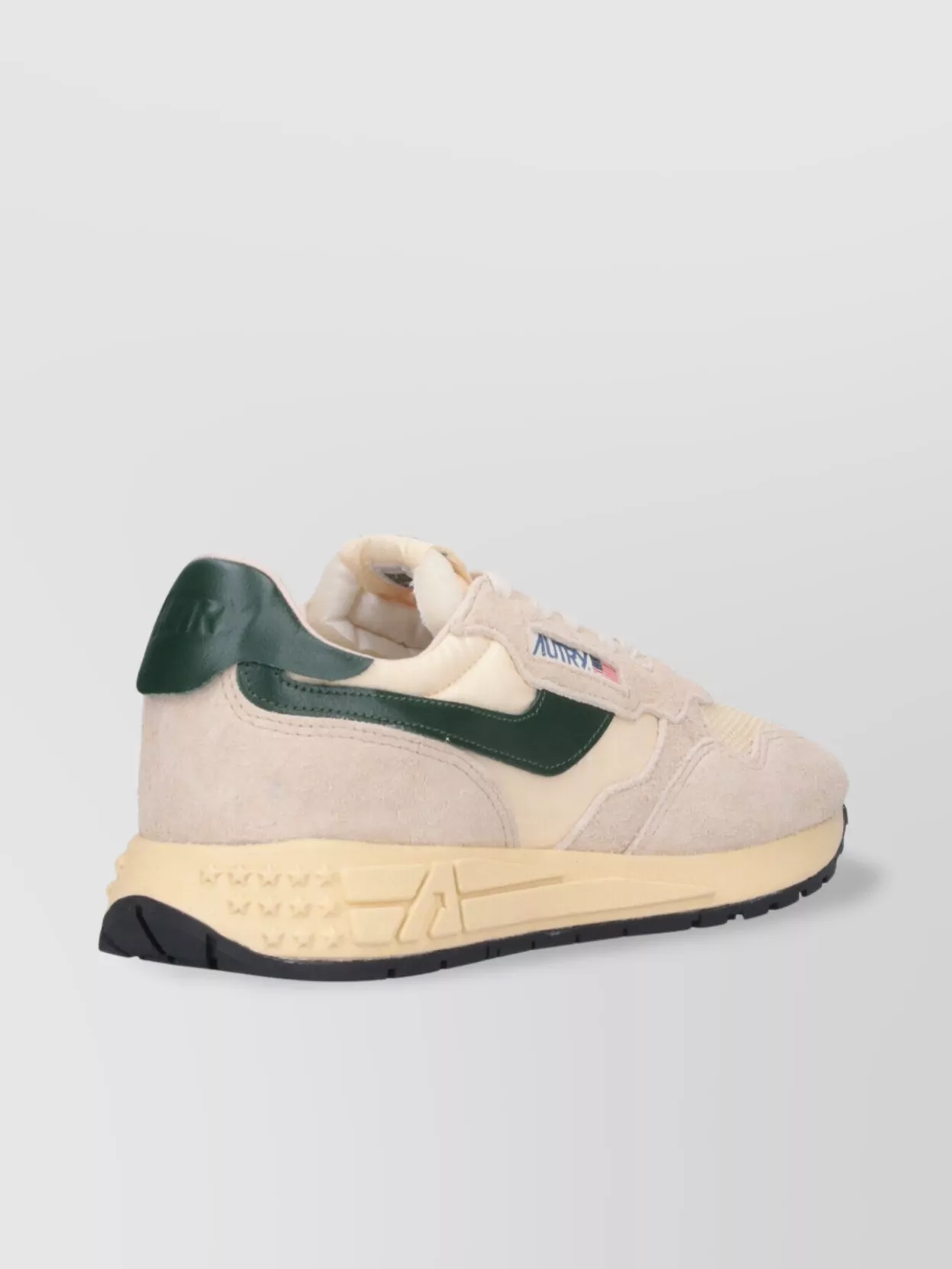 Autry Medalist Sneakers In Beige And Dark Green With Suede Inserts