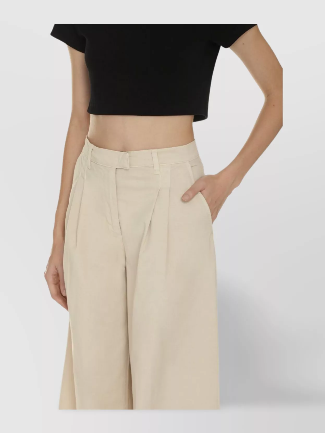 Pinko Cotton Trousers With Wide Leg And High Waist In Brown