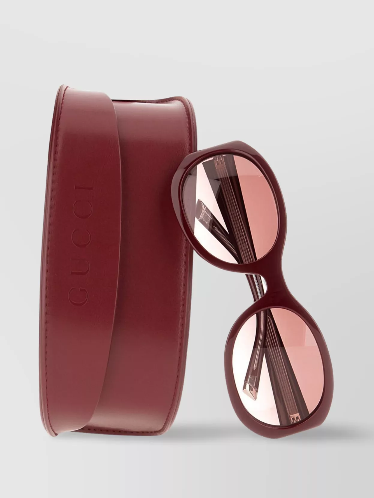 Gucci Oval Frame Sunglasses With Tinted Lenses In Brown