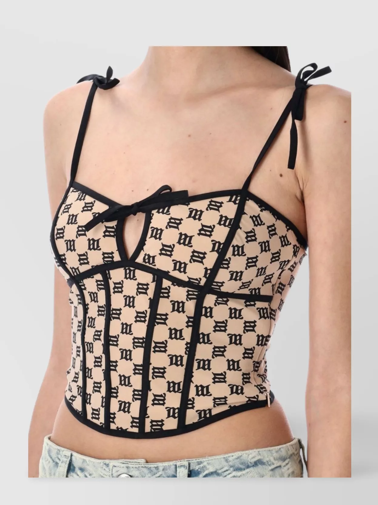 Misbhv Monogram Cutout Bow Detail Top