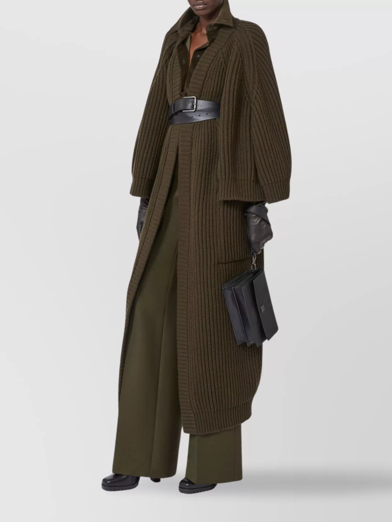 Max Mara Long Knit Cardigan Patch Pockets