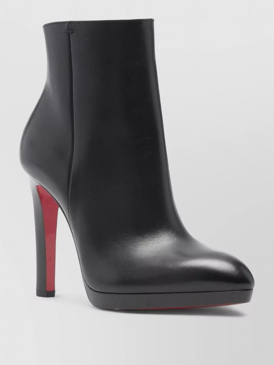 Christian Louboutin Fannylove Ankle Leather Boots Smooth Sole In Black