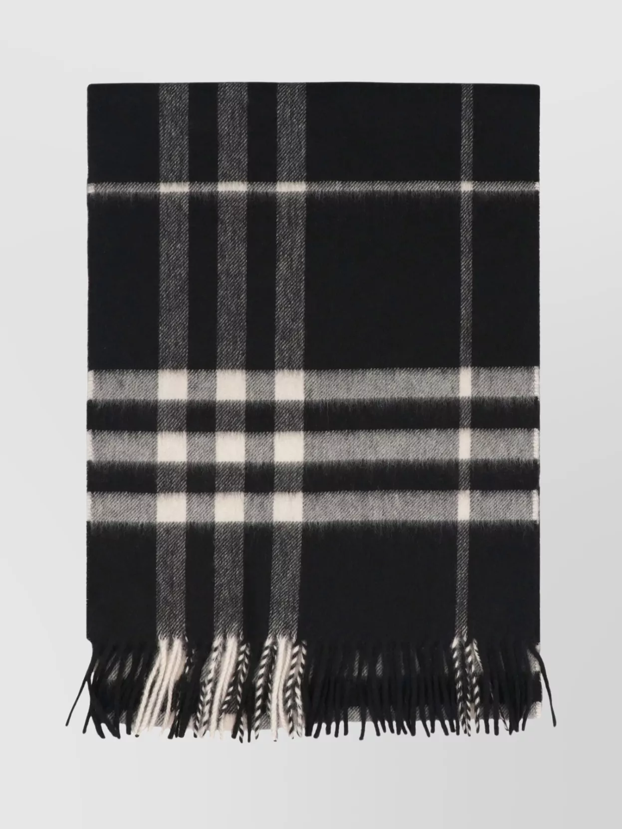 Burberry Cashmere Scarf With Checked Pattern And Fringed Edges