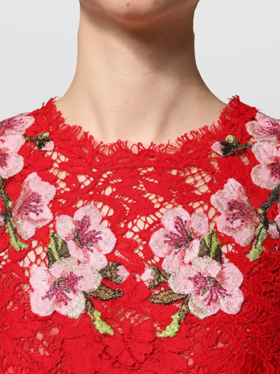 Dolce&Gabbana Floral Lace Long-Sleeve Dress