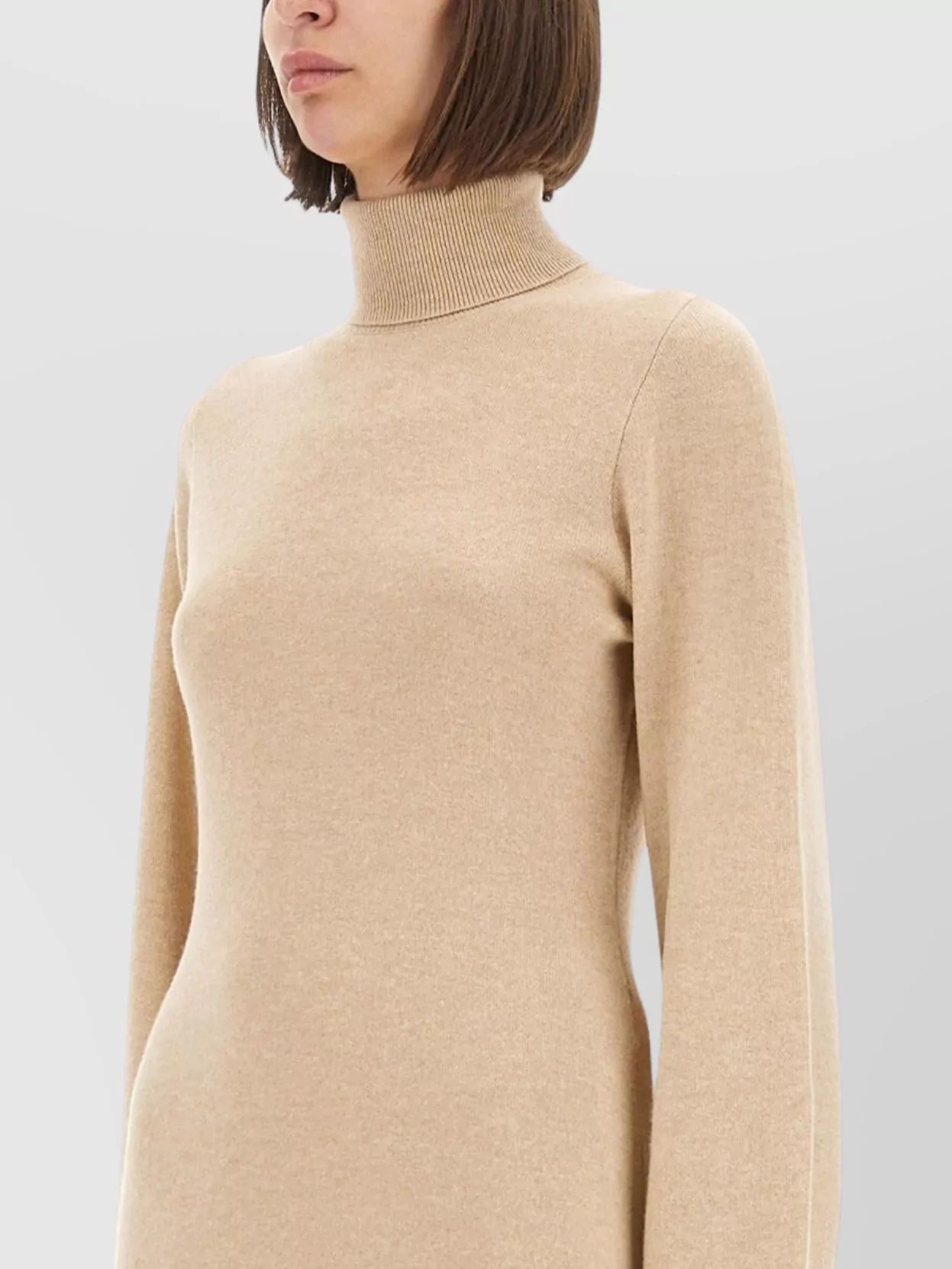 Fabiana Filippi Turtleneck Knit Dress Lace Hem