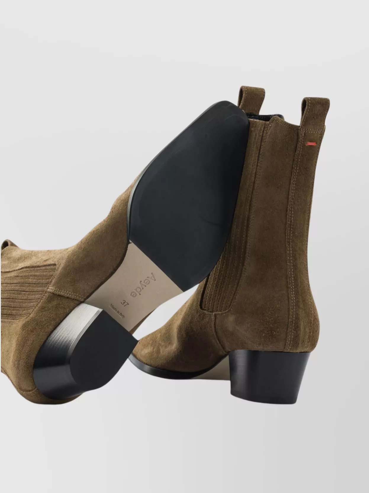 Aeyde Suede Ankle Boots Block Heel In Brown