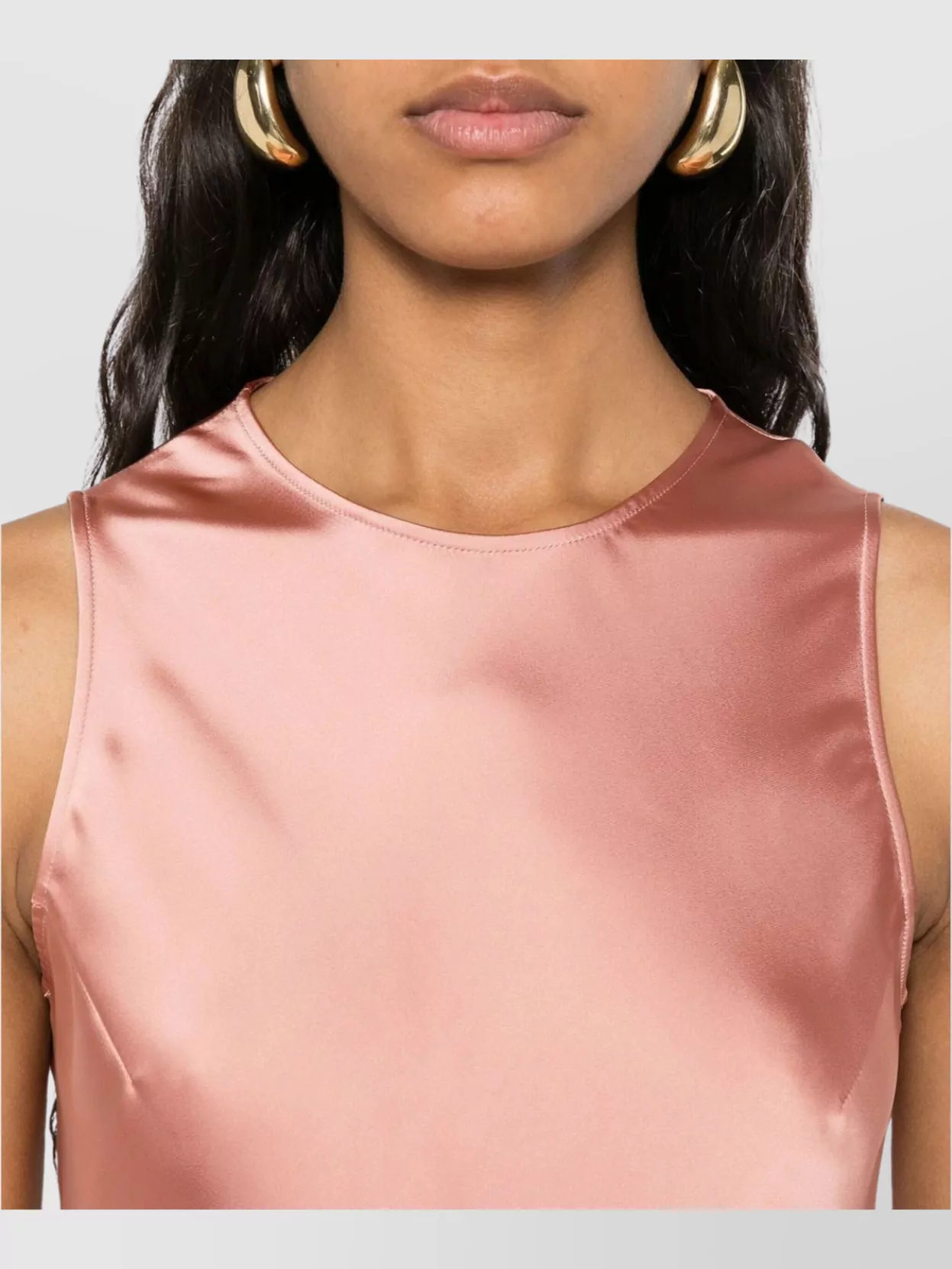 Herno Satin Midi Dress Round Neckline
