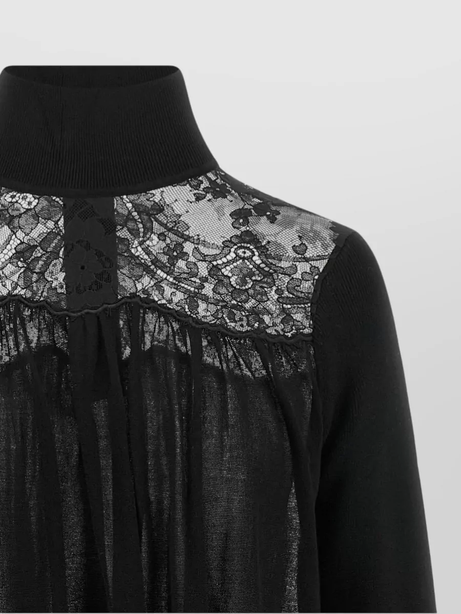 Zimmermann Lace High-Neck Bell-Sleeve Blouse