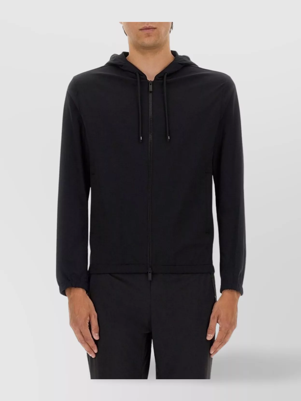 Boss Hooded Jacket With Elastic Cuffs And Side Pockets