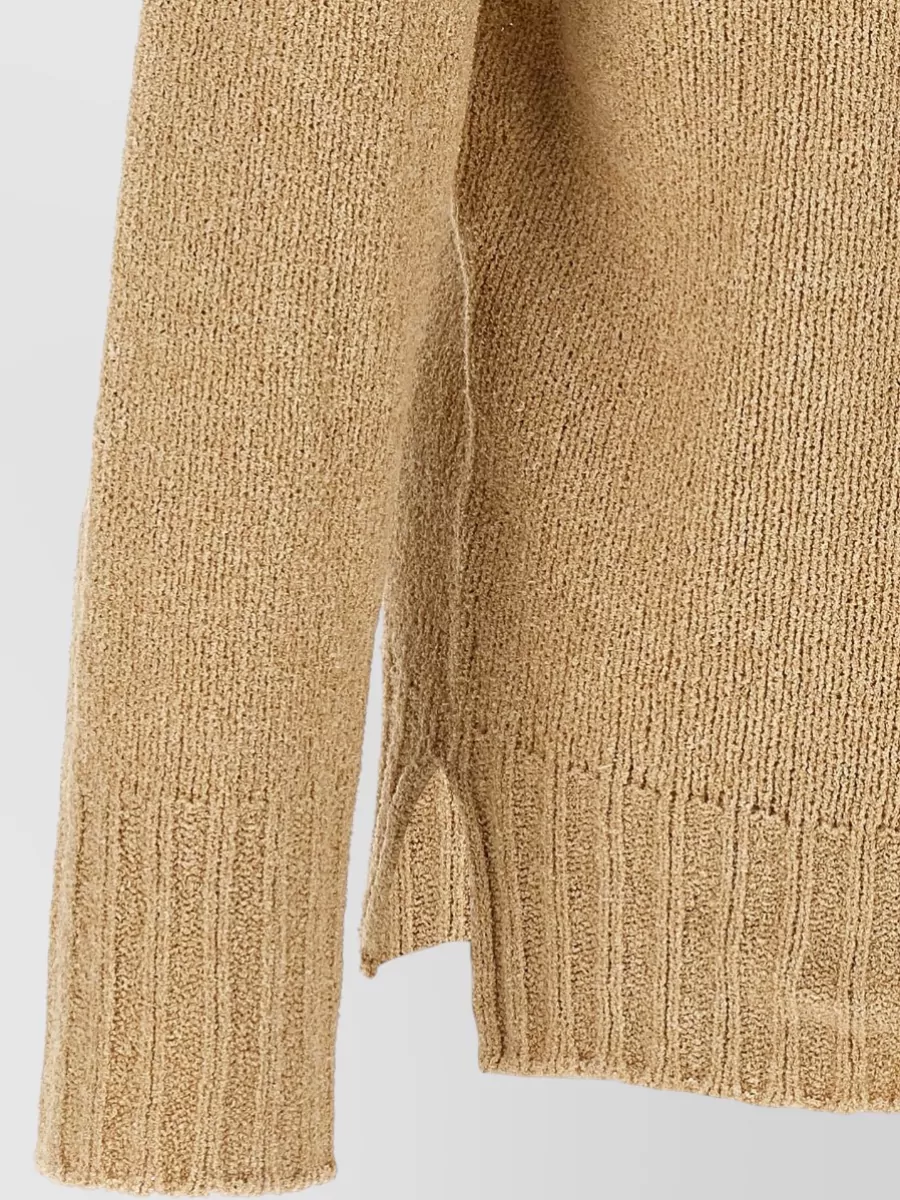 Ma'ry'ya Bouclé V-Neck Long-Sleeve Jumper
