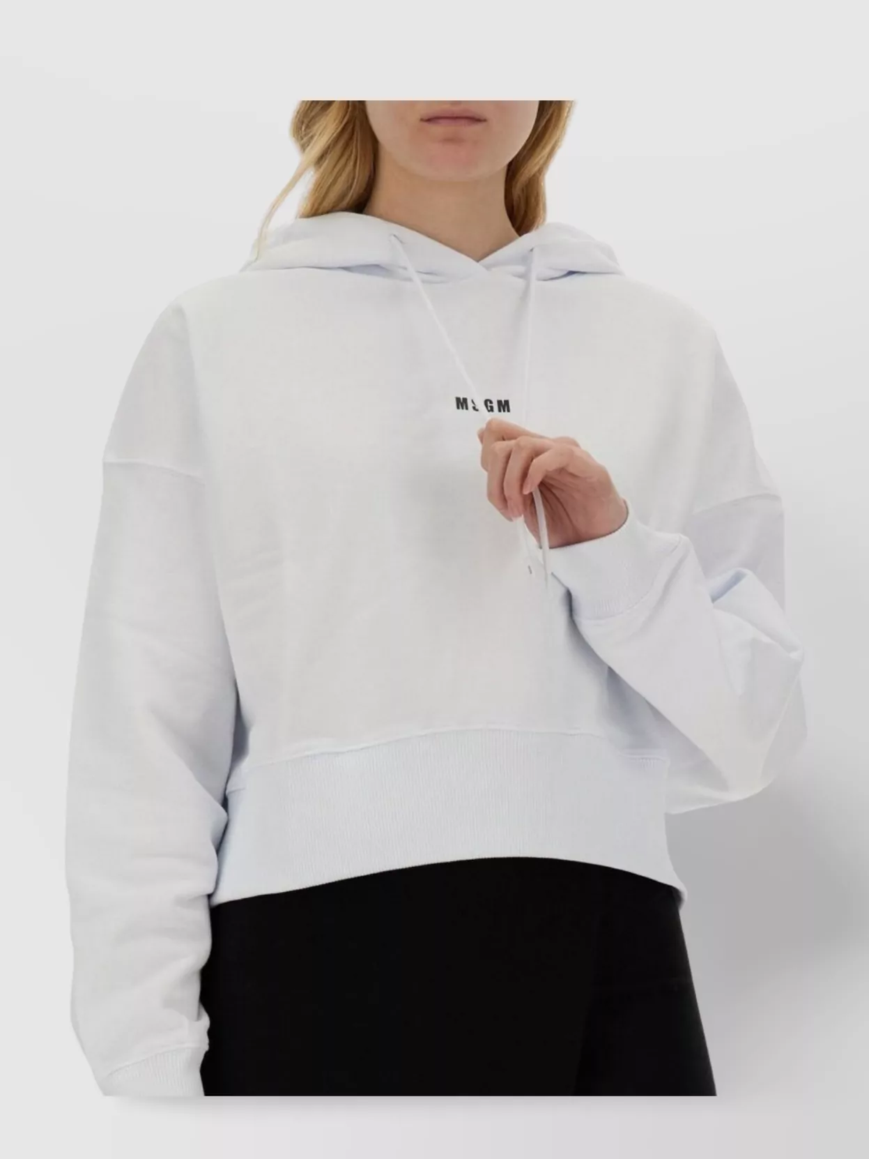 Msgm Hooded Logo Sweatshirt With Ribbed Finish