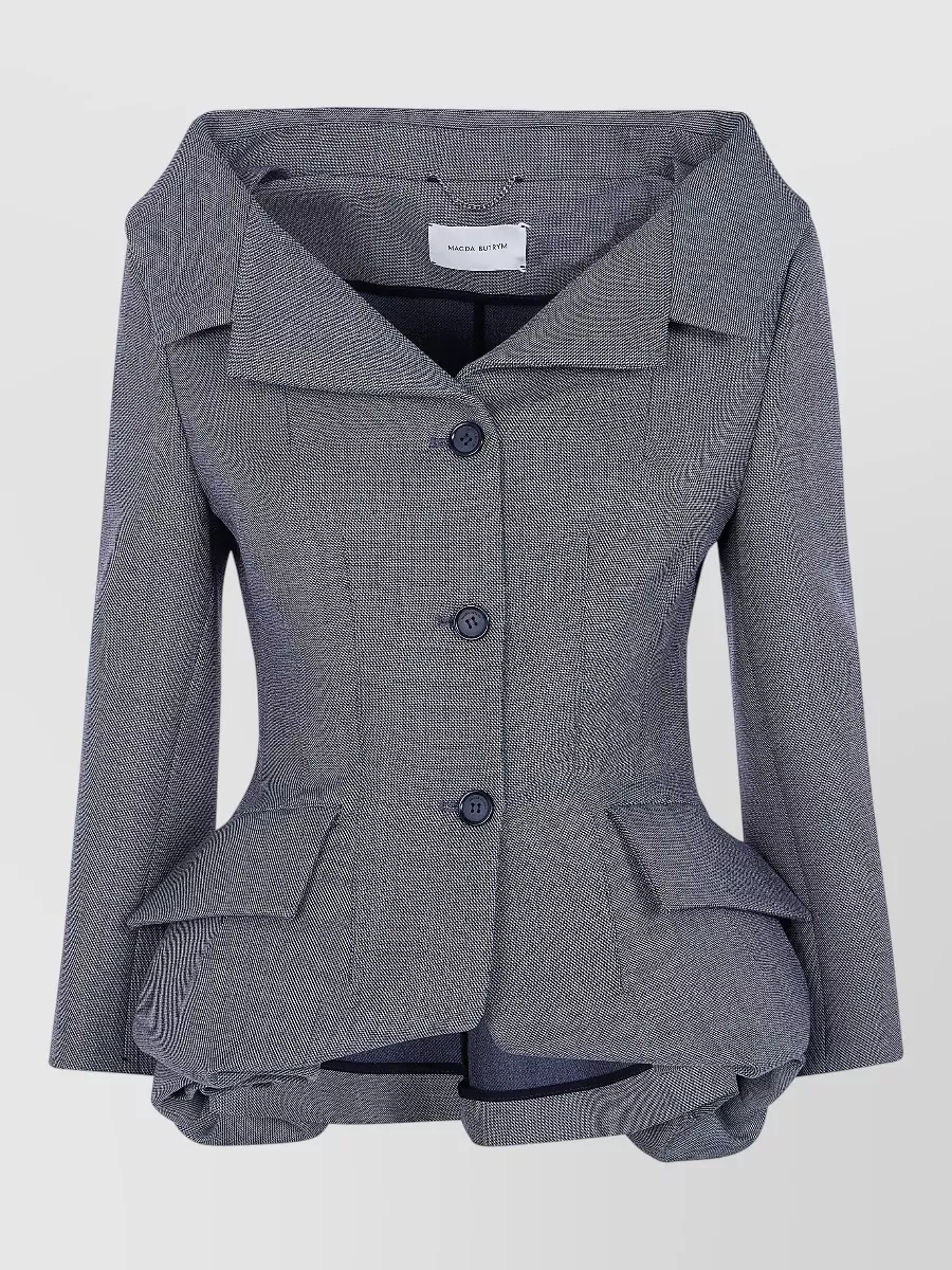 Magda Butrym virgin wool off-the-shoulder single-breasted blazer