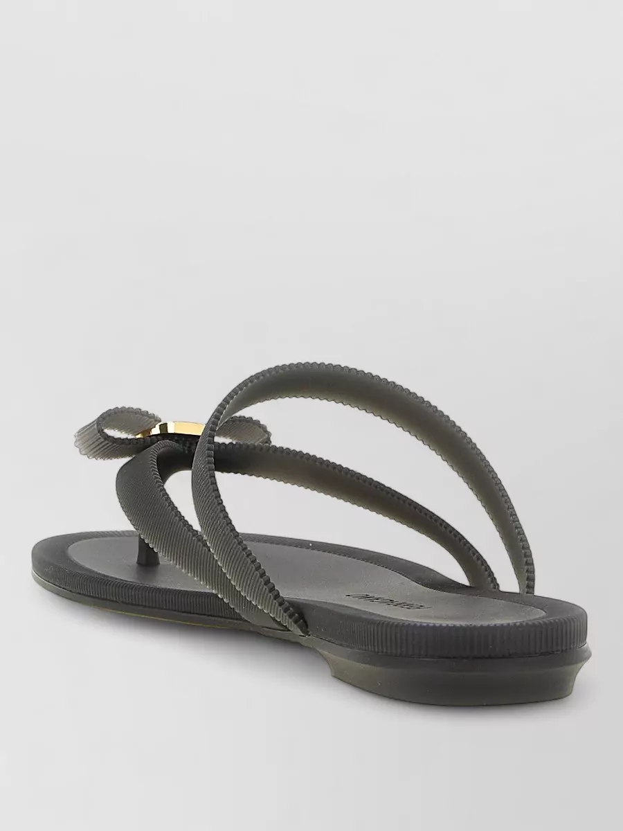 Ferragamo Ribbed Thong Sandals