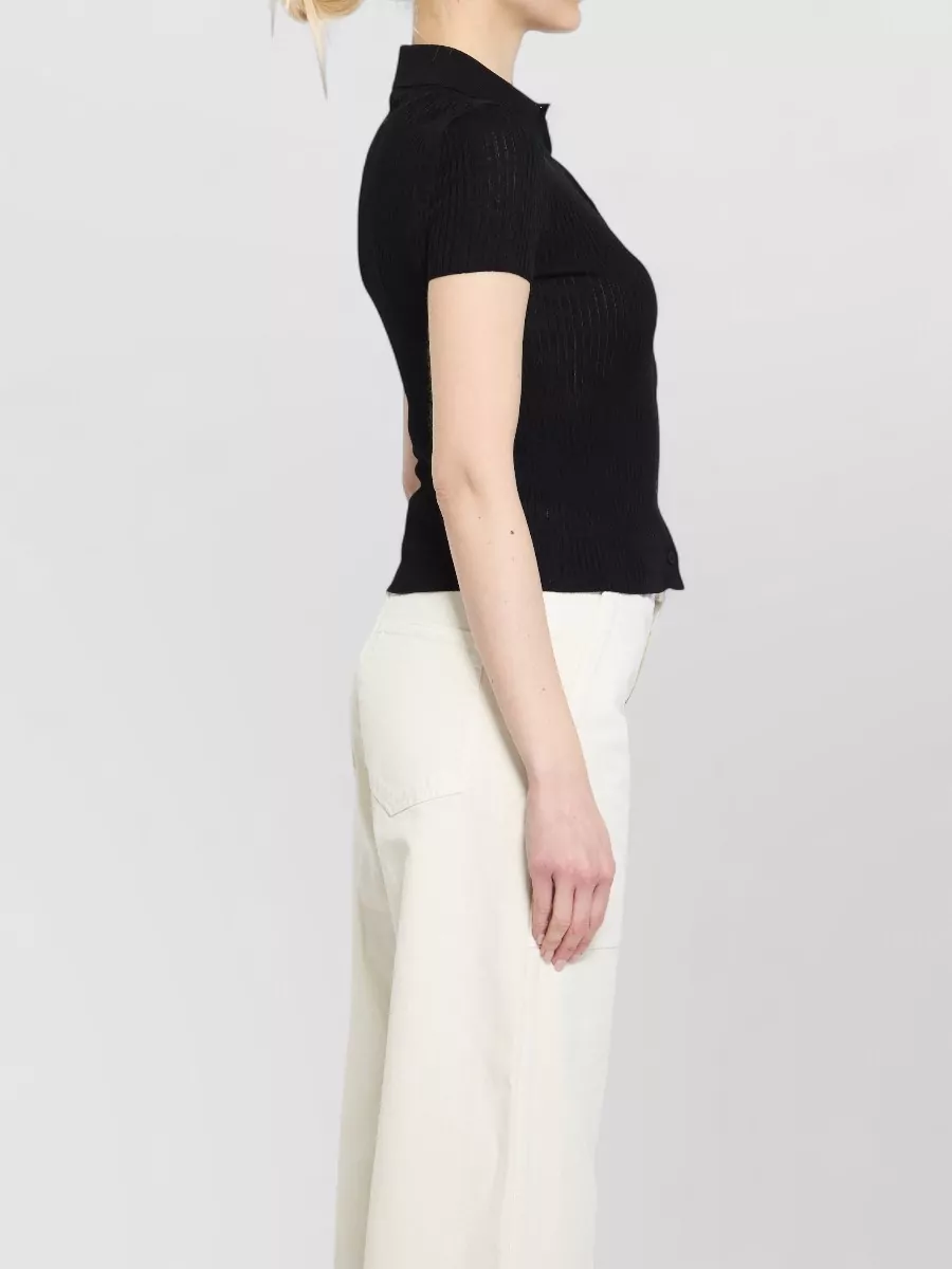 Balenciaga Ribbed Fitted Short-Sleeve Polo Shirt