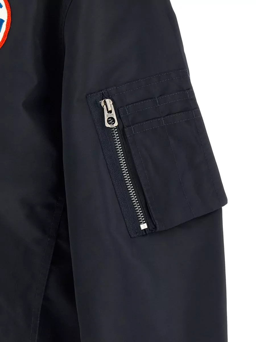 Kenzo Nylon V-Neck Single-Breasted Bomber Jacket