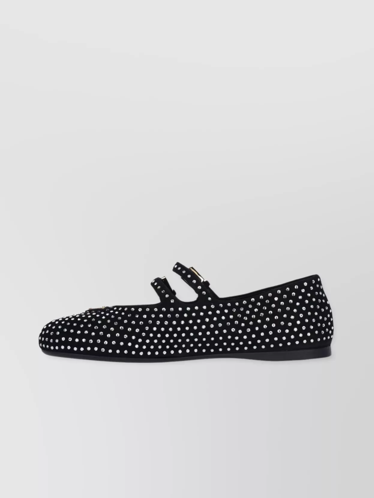 Prada Dotted Round Toe Ballerina Flats In Black