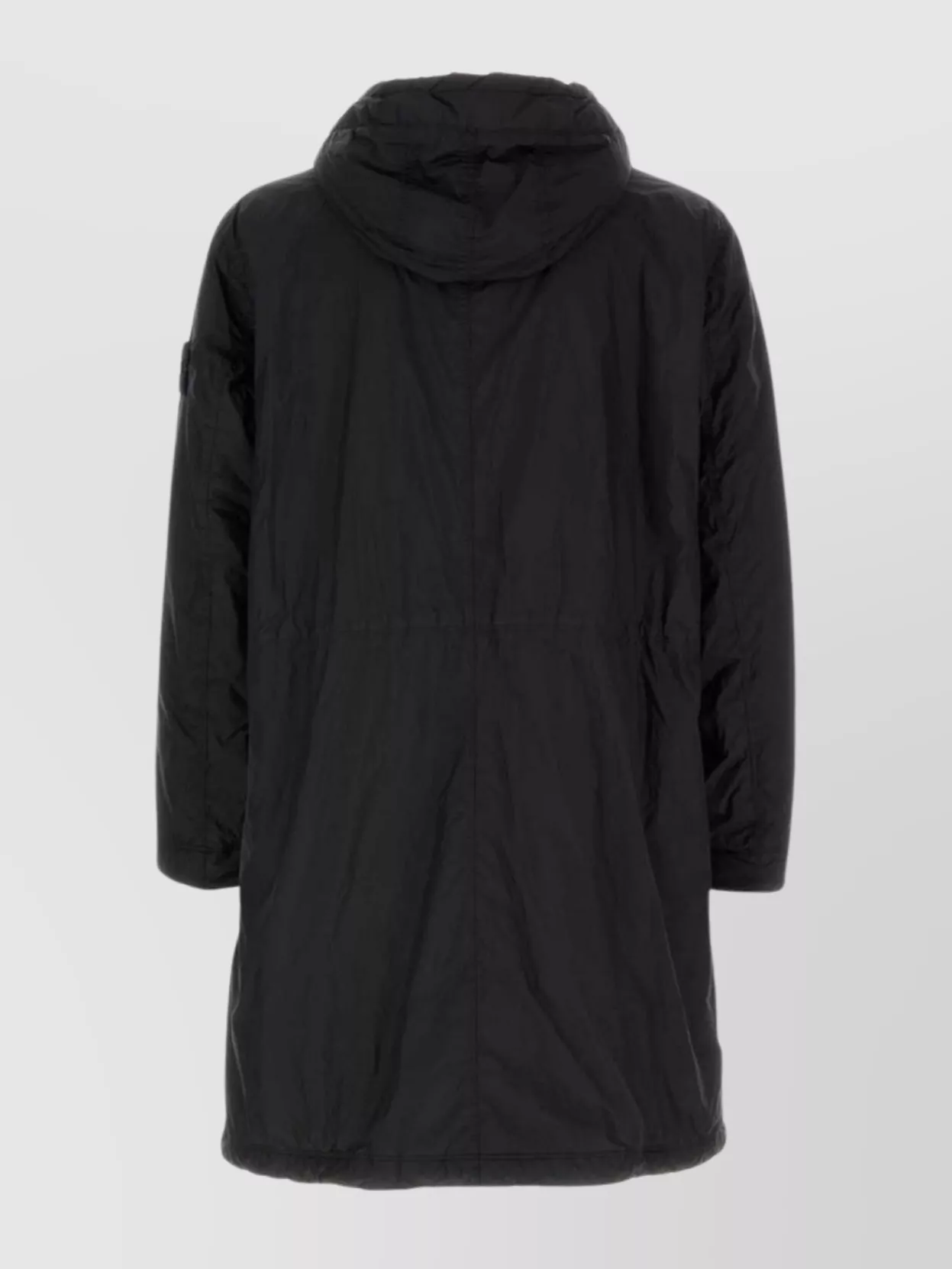 Stone Island Hooded Long Parka Front Pockets In Black