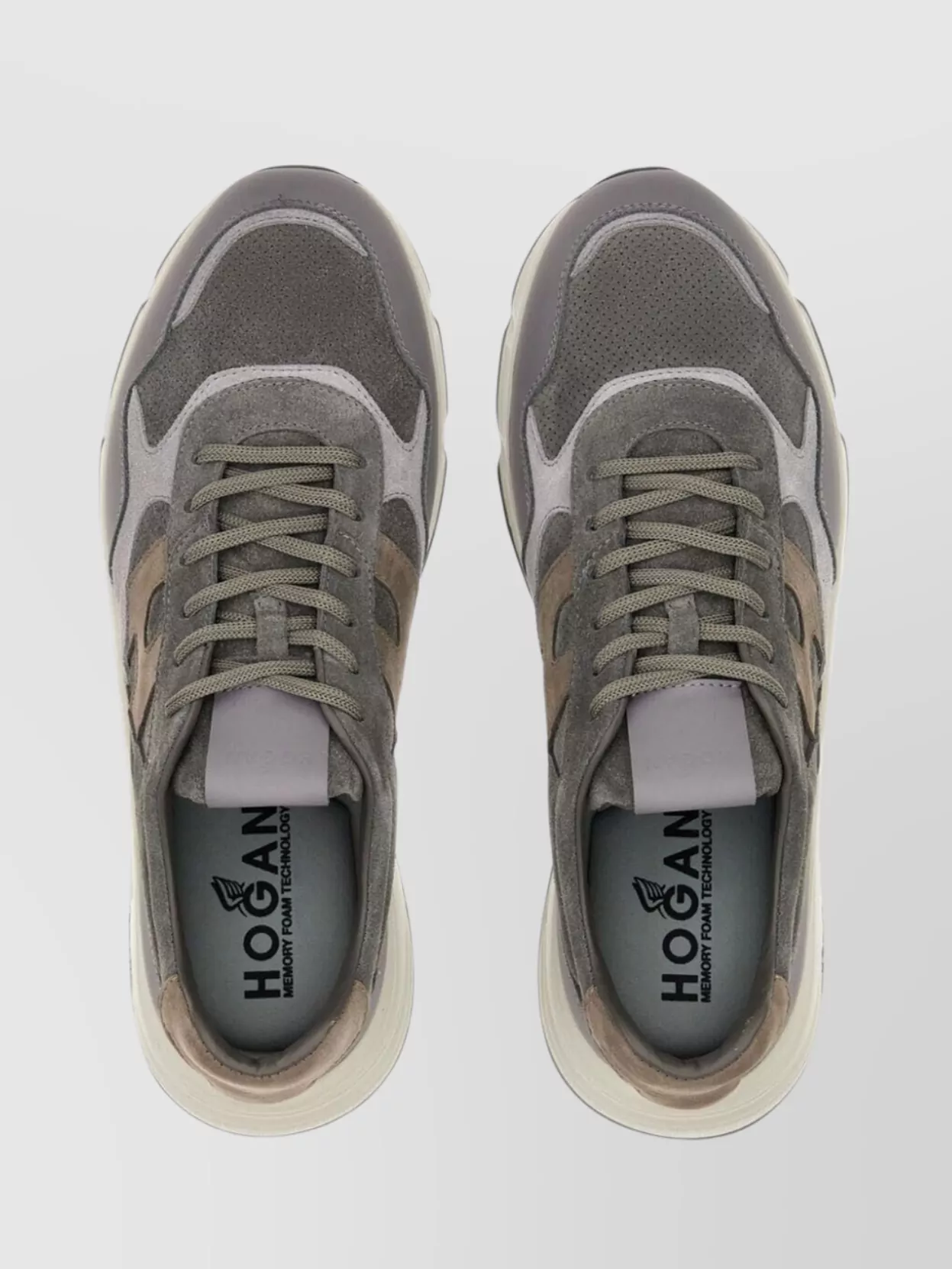 Hogan Perforated Suede Panels Sneakers In Grey