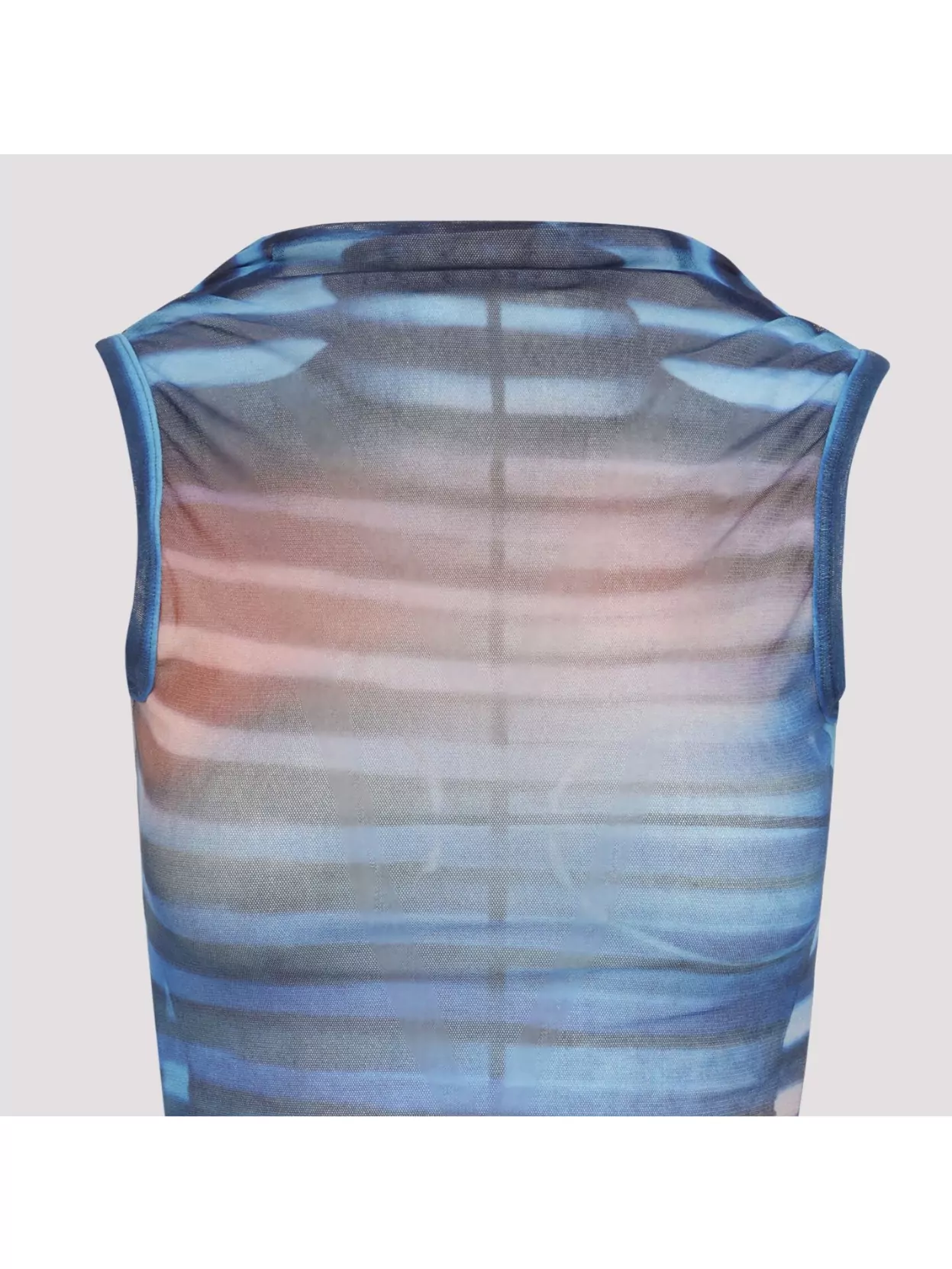 Jean Paul Gaultier Mesh Printed "air" Long Dress In Blue