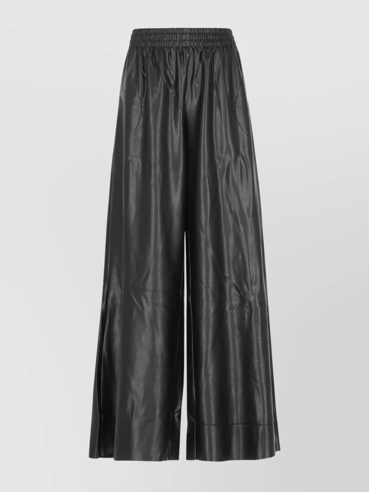 Norma Kamali Wide-leg Faux Leather Trousers And Pockets In Gray