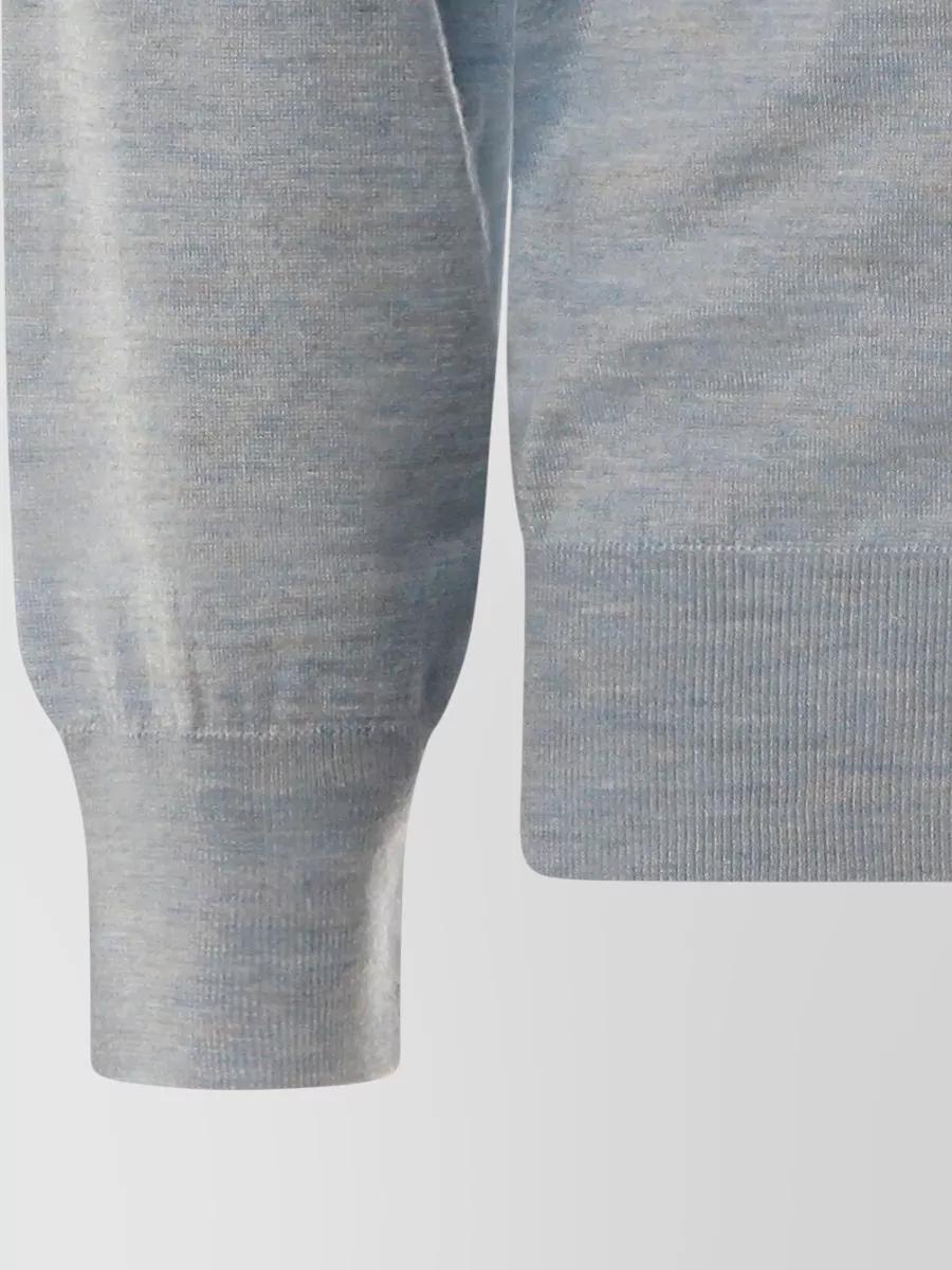 Brunello Cucinelli High Collar Ribbed Knit Sweater With Cuffs