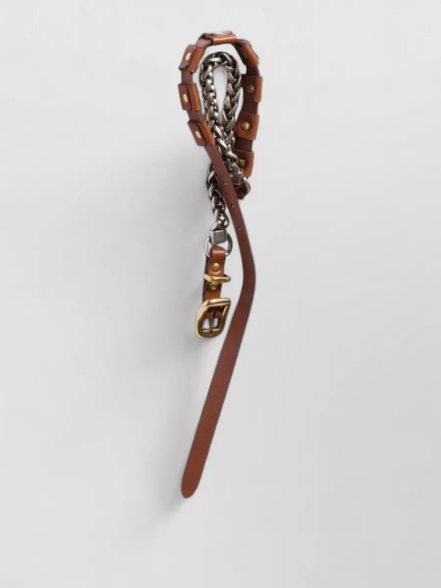 Miu Miu leather studded necklace