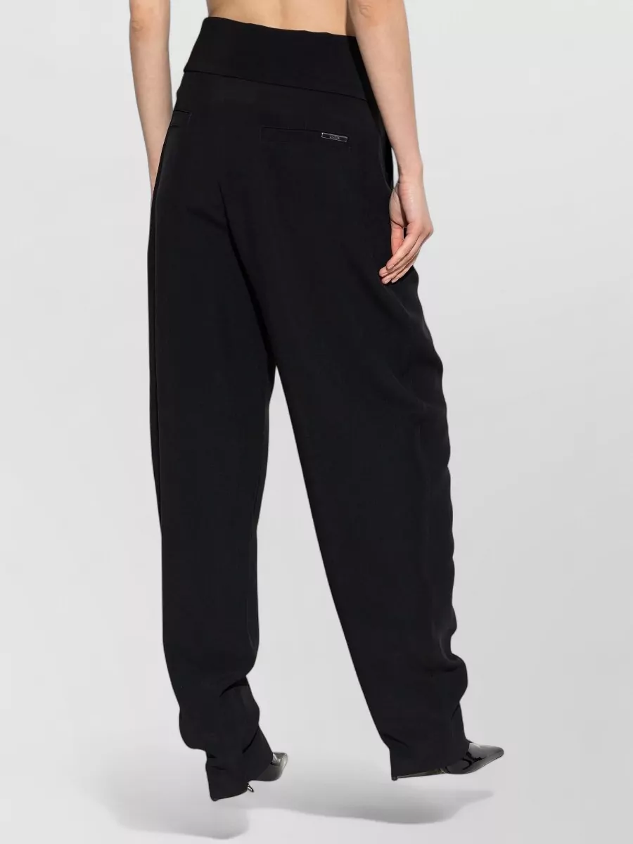 The Attico Wide Leg Trousers Belted Waist Back Pocket