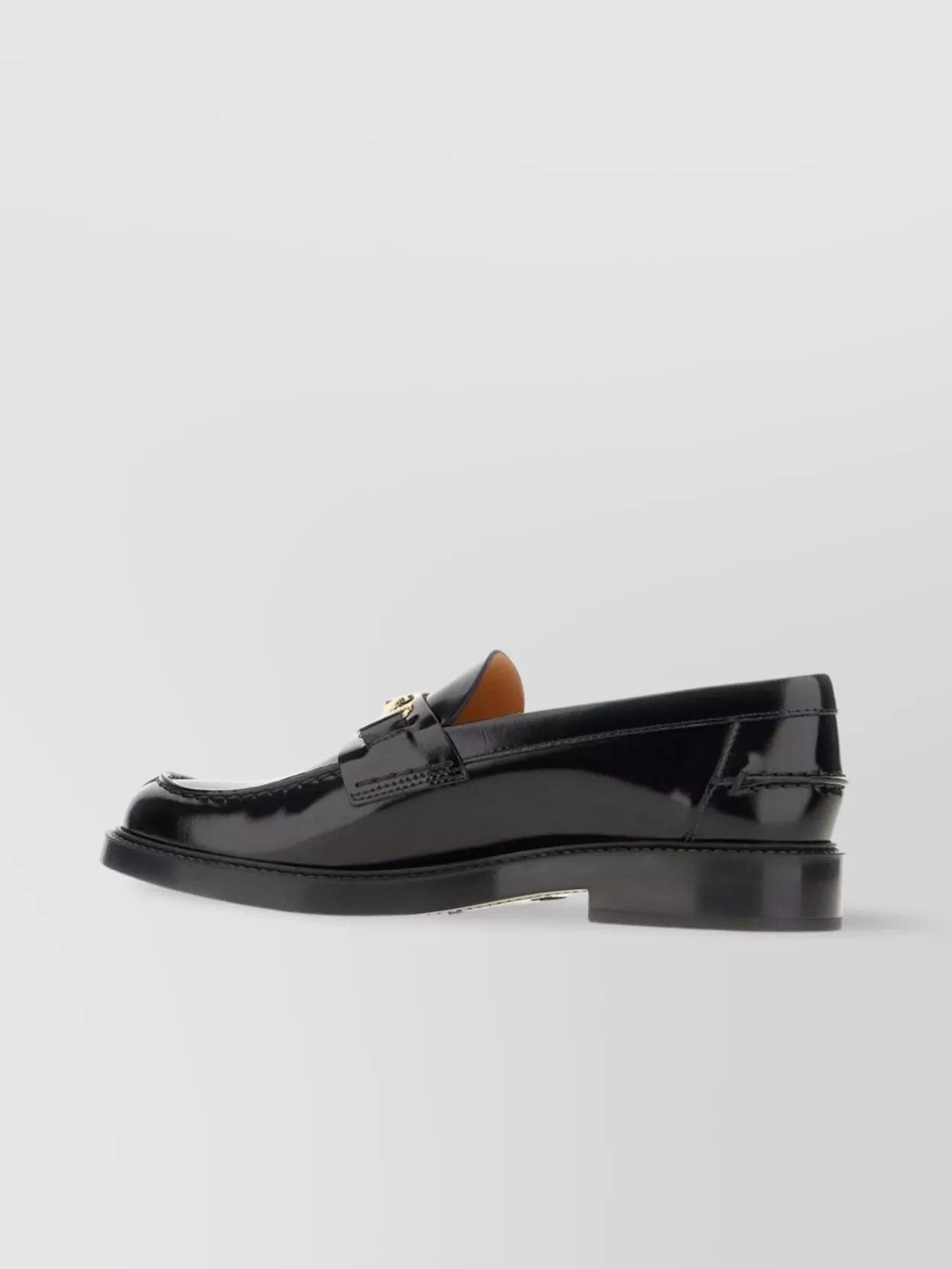 Tod's Glossy Leather Loafers Gold Hardware