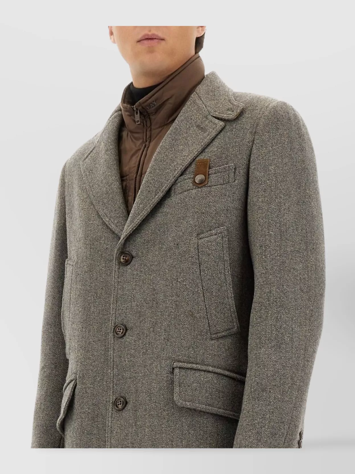 Fay Tailored Driving Coat Featuring Pockets In Gray