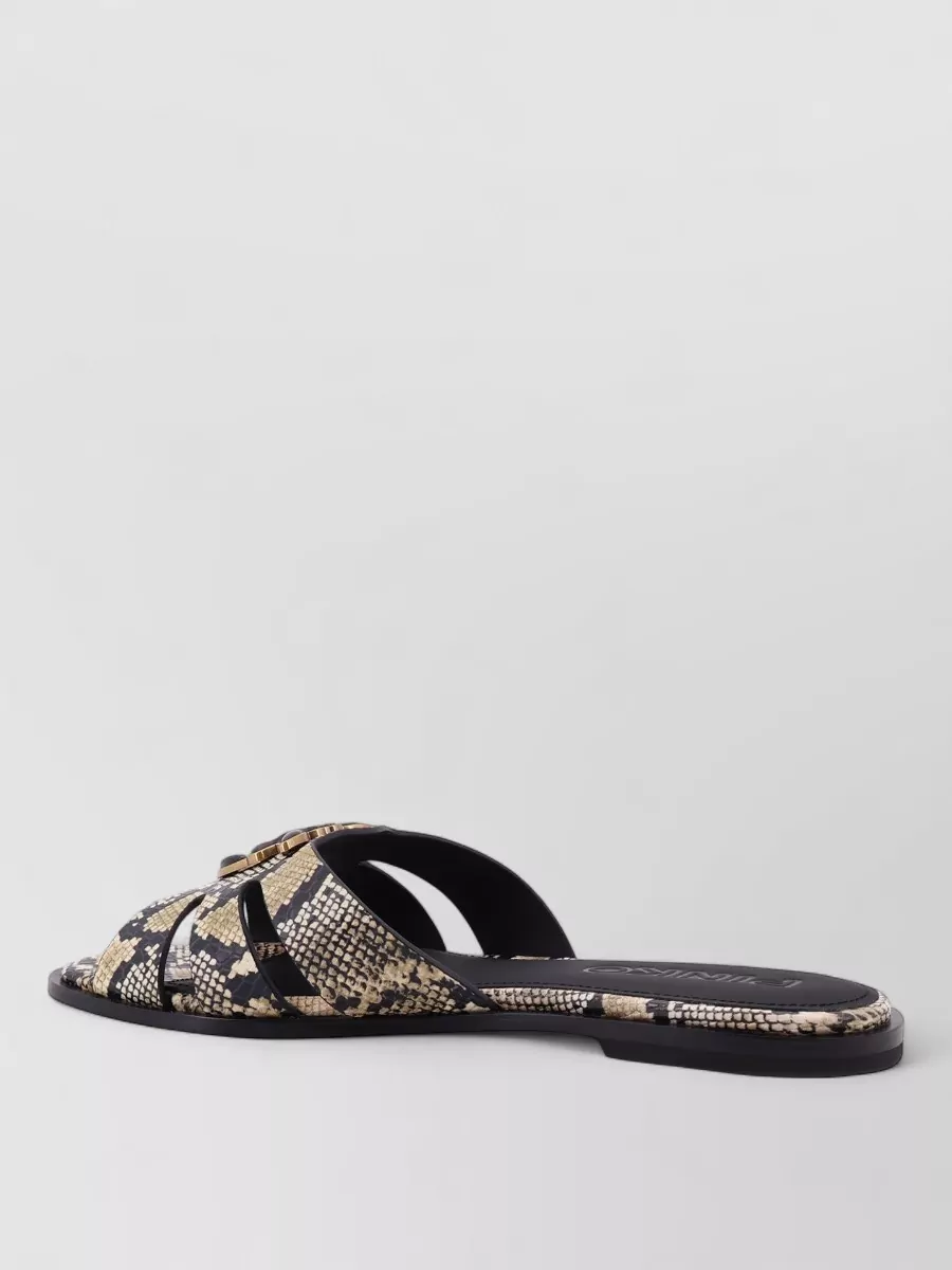 Pinko Flat Sole Sandals Open Toe Snake Print