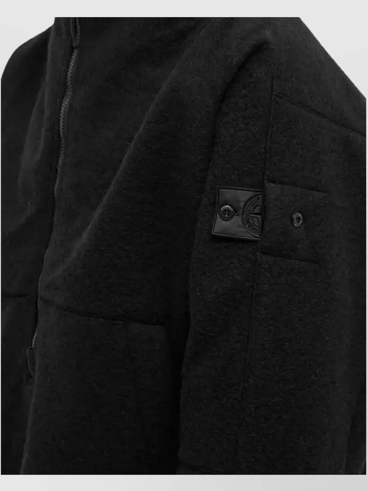 Stone Island High Collar Front Pocket Long Sleeves Jacket In Black