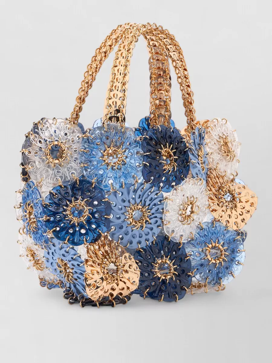 Paco Rabanne 1969 Chain Mail Acetate Floral-Appliqué Tote Bag